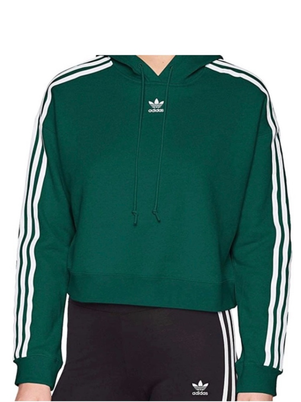 adidas Women’s Green Three Stripe Cropped Sweater 100% COTTON
Size XL